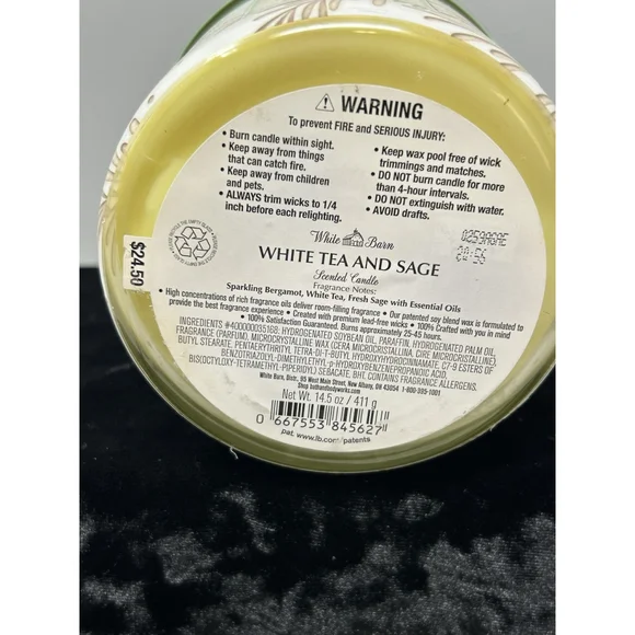 Bath & Body Works White Barn White Tea & Sage Three Wick Scented Candle READ - Picture 7 of 7